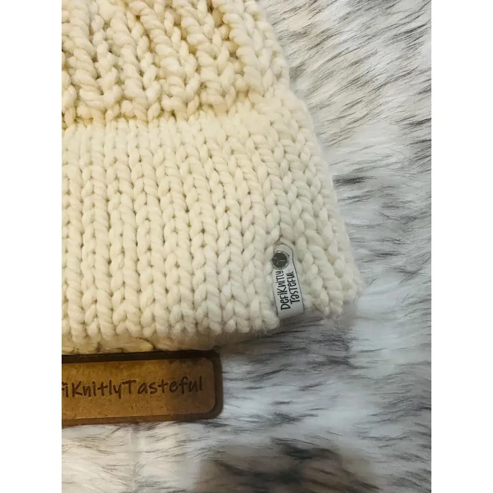 Cozy Cream Knit Beanie with Double Brim - Must Have for Winter Adventures